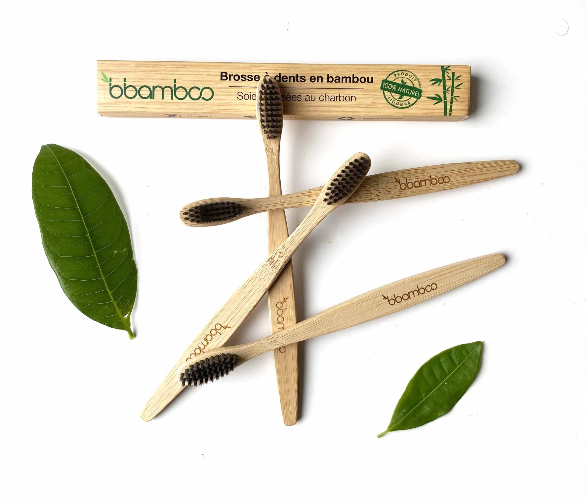 Lot de 4 brosses à dents bambou - Bbamboo